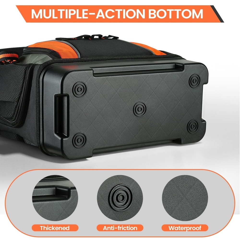 Tool bag Heavy Duty Storage Bag, Multiple Compartments, Black and Orange