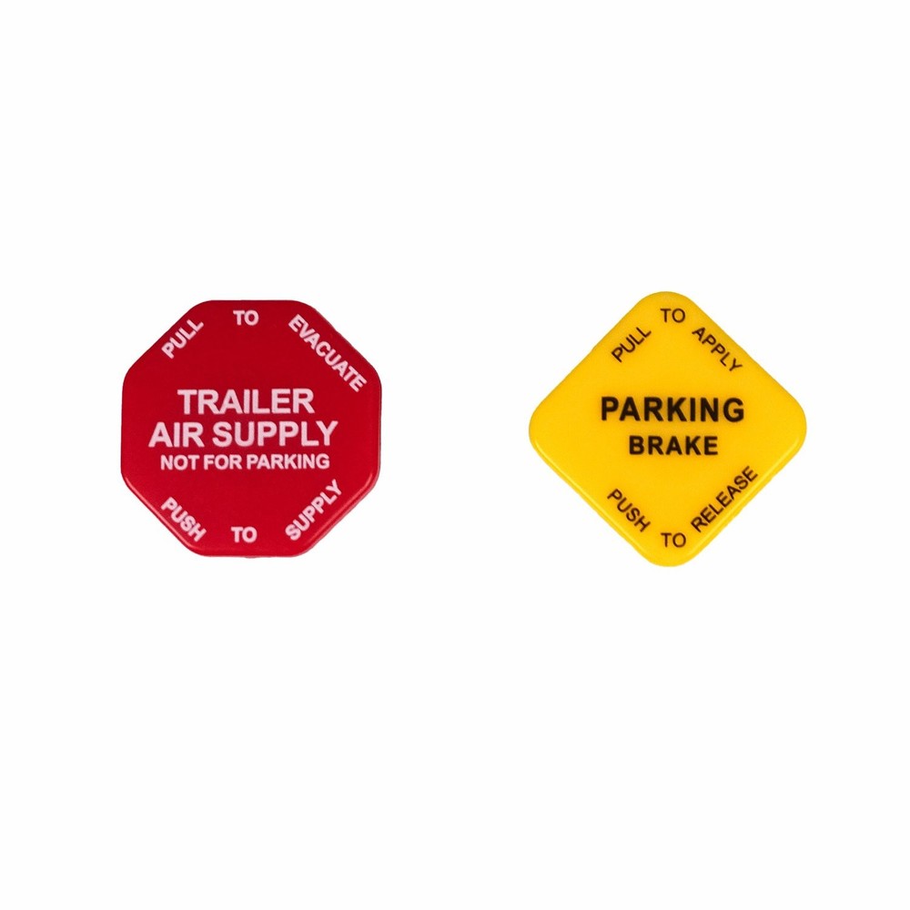 Yellow Red Parking Air Brake Knobs Set Threaded Type For Semi Tractor Trailer