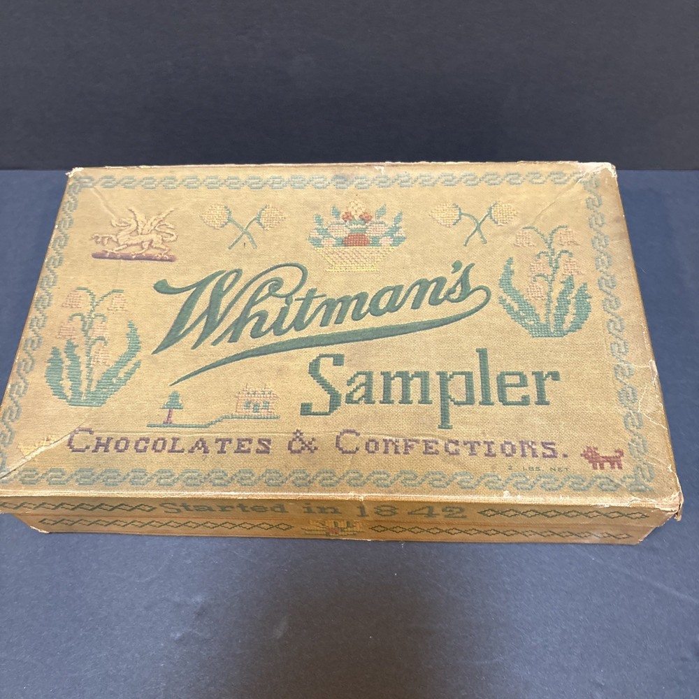 Vintage Whitman’s Sampler Chocolates Candy Box Advertising 1940s Empty