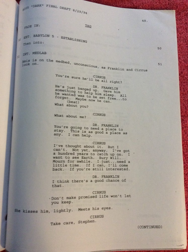ORIGINAL SCRIPT BABYLON 5 THE LONG DARK #205 BRUCE BOXLEITNER JERRY DOYLE