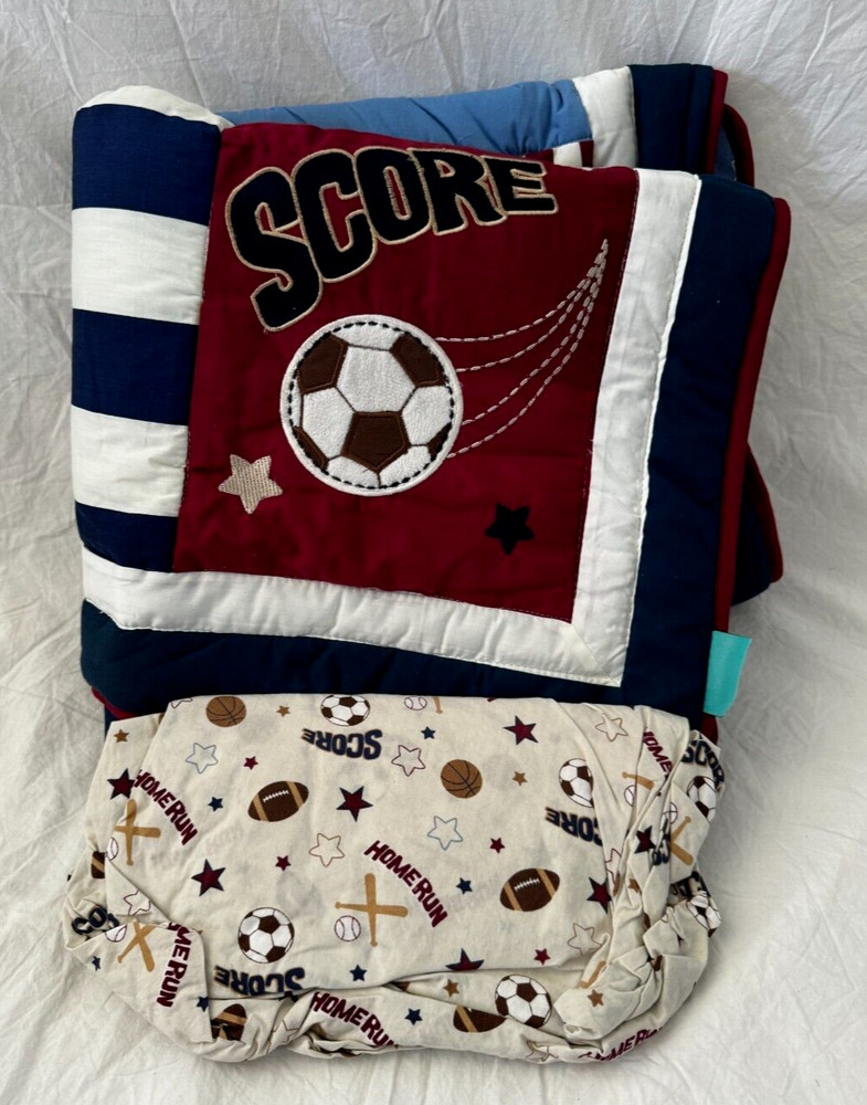 2 pc Tiddliwinks Future All Star Crib Bedding Comforter & Fitted Sheet Set NIP