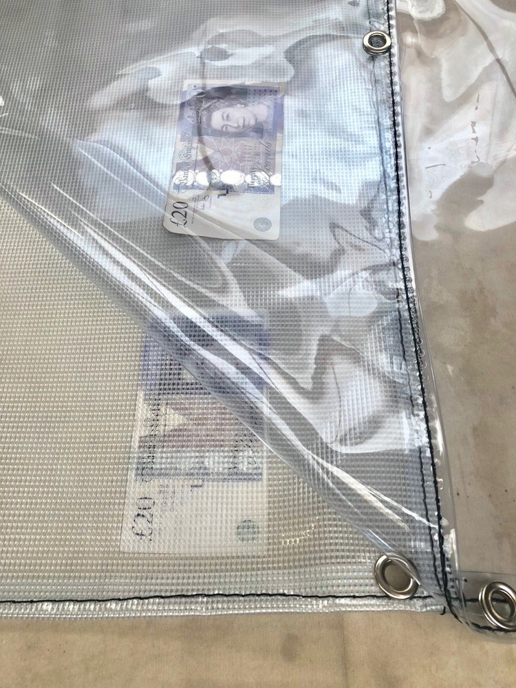 *SECONDS* GREY CLEAR WORKSHOP CURTAIN 10 FT X 9 FT *Scrap Material*