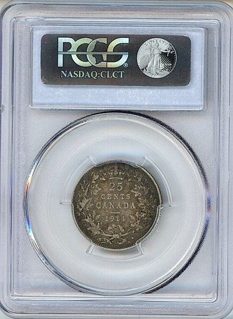 1914 Canada silver 25 cents PCGS VF35