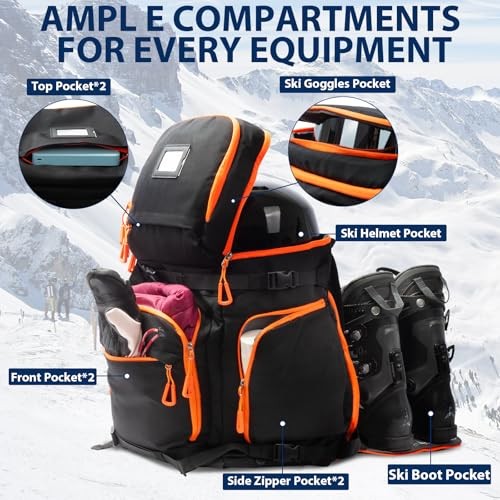 Ski Boot Bag, 70L Snowboard Boot Backpack, Waterproof Ski Boot Bag Backpack,