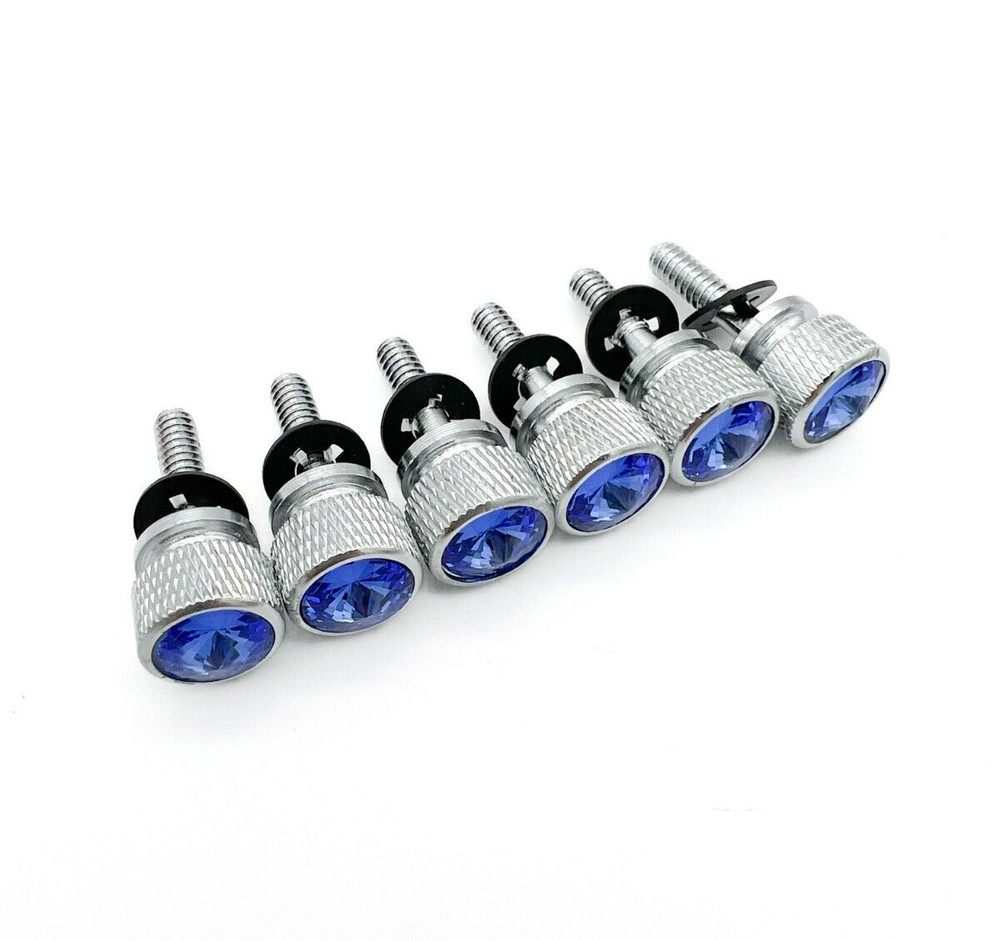 (Set/6) Chrome Dash Panel Screws w/ Blue Diamond For 2001-2005 Peterbilt