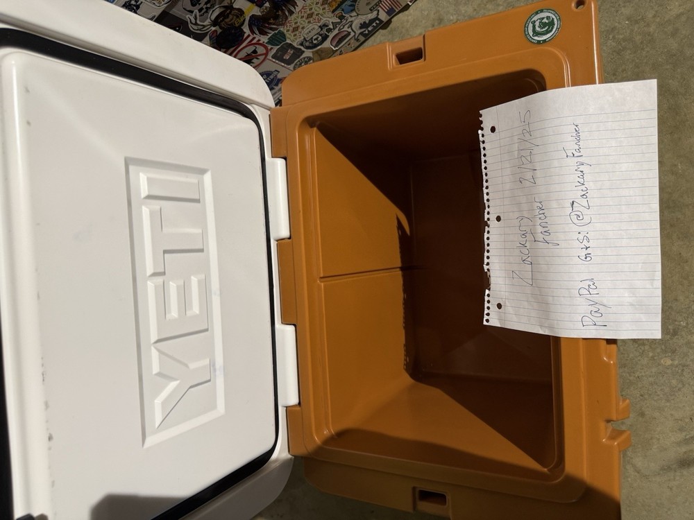 YETI Orange White 50 qt cooler Texas