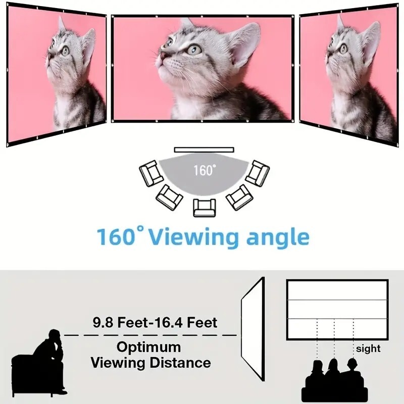 High definition foldable portable projection screen 100 inches