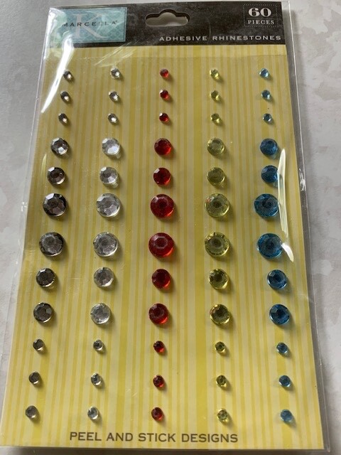 K BY MARCELLA ADHESIVE RHINESTONES DECORATIVE DESIGN MULTI-COLOR-SHAPE-SIZE 60PC