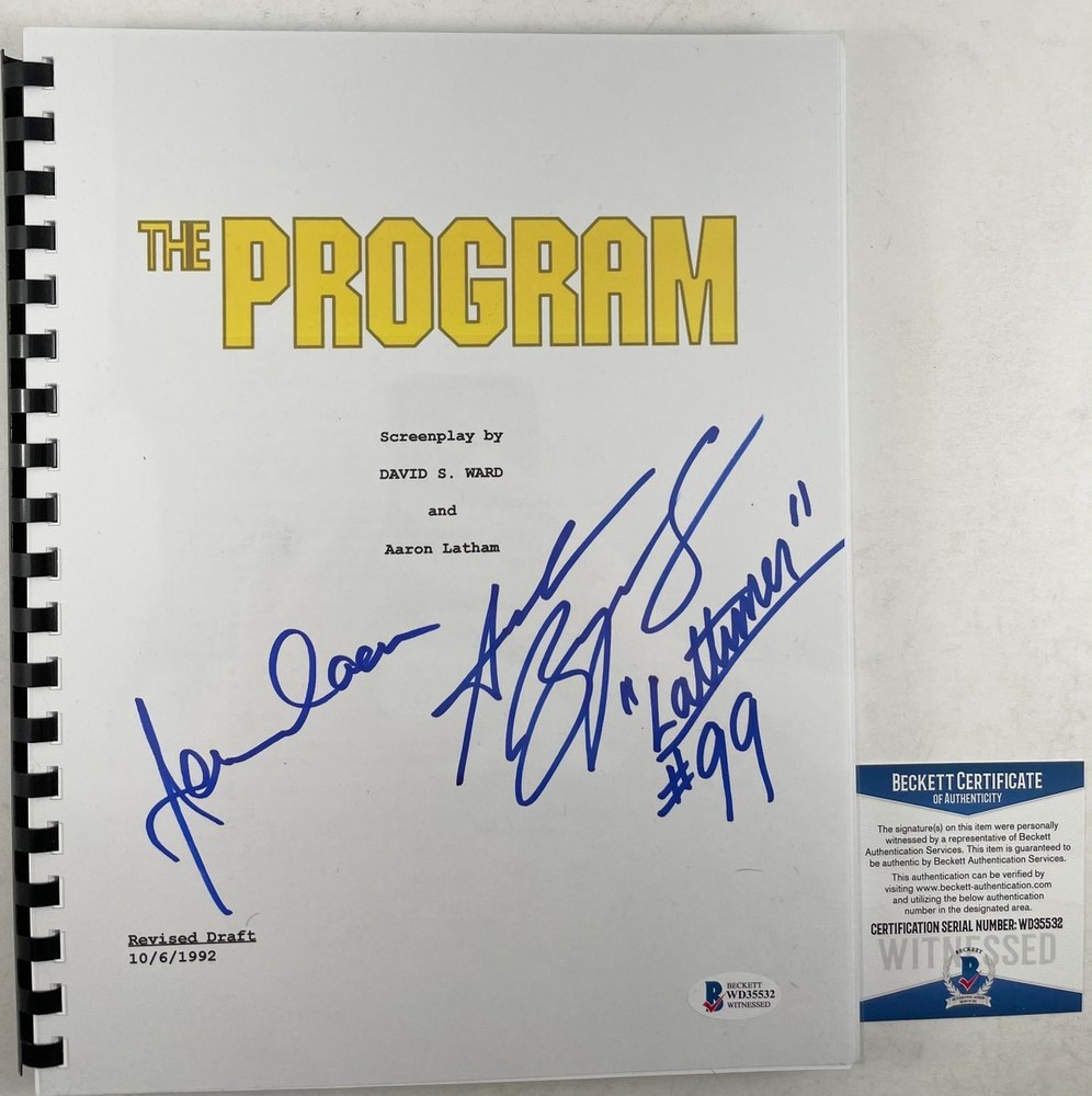 James Caan & Andrew Bryniarski Signed The Program Full Movie Script BAS COA