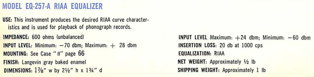Langevin RIAA EQ Modules, Model EQ-257-A, one pair
