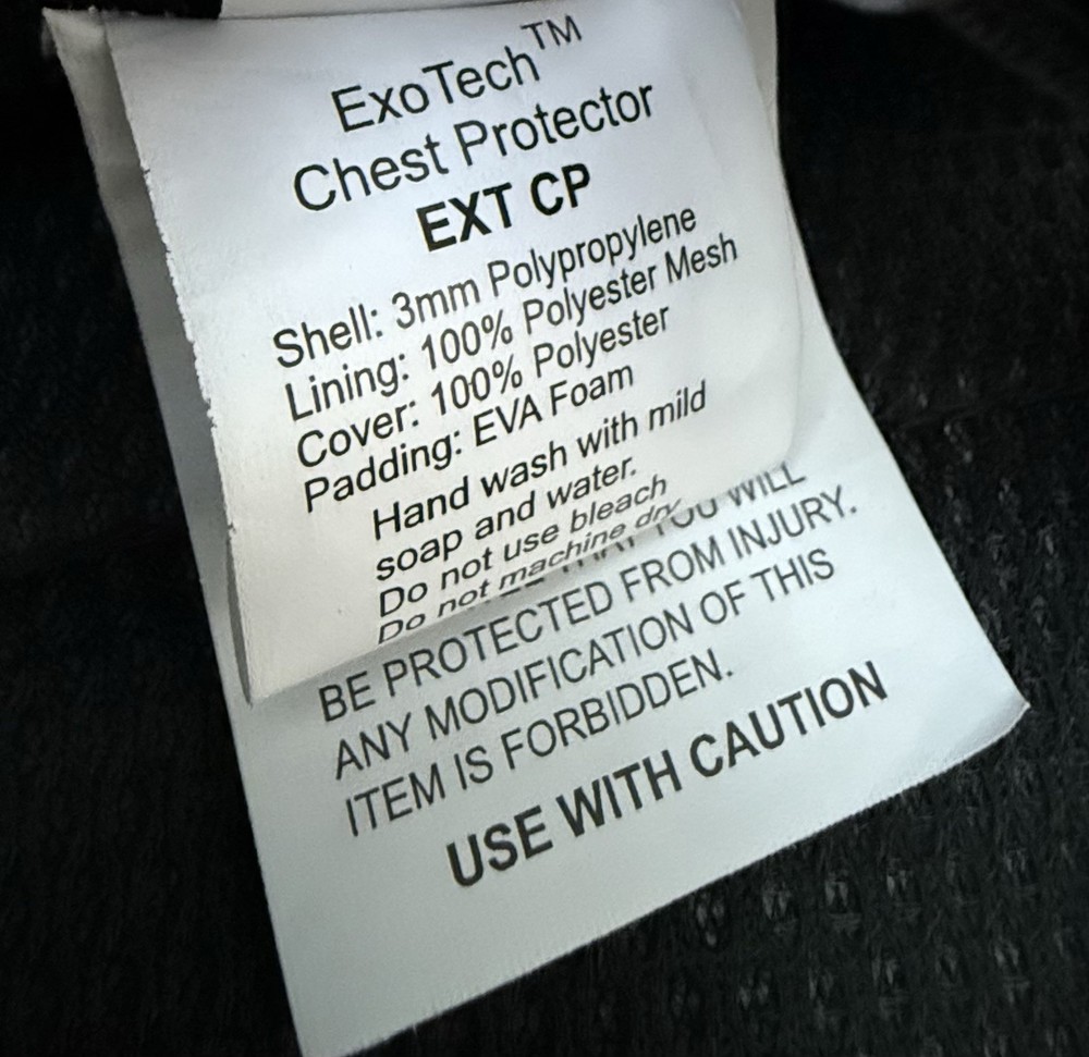 Monadnock Exo-Tech Chest Protector Size Medium/Large