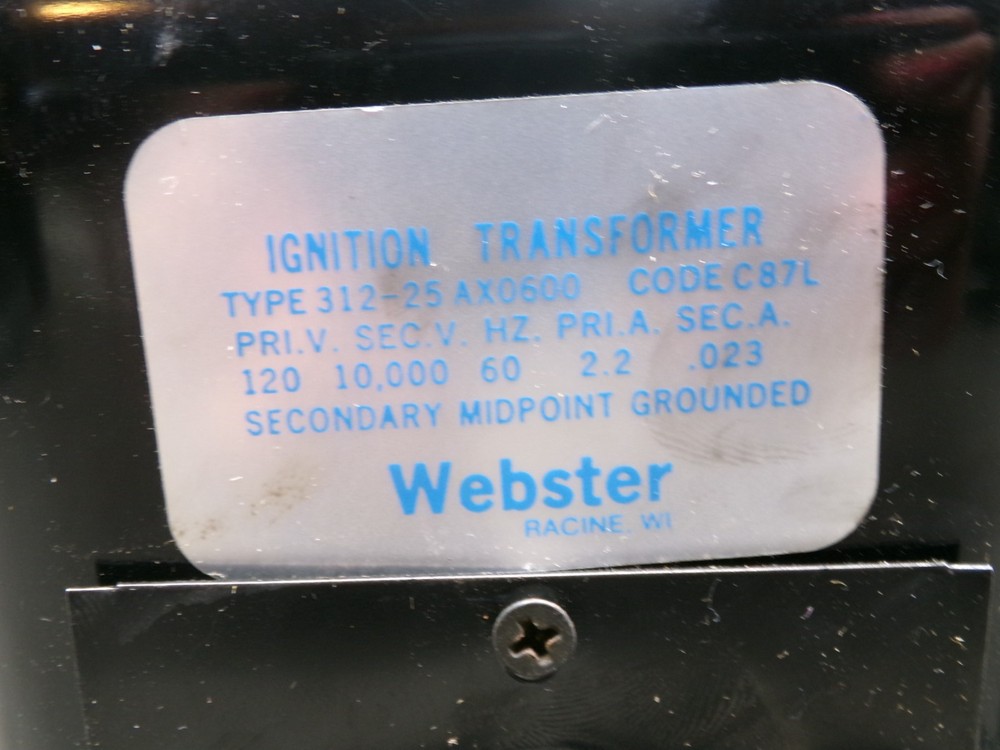 WEBSTER AX0600 IGNITION TRANSFORMER 312-25