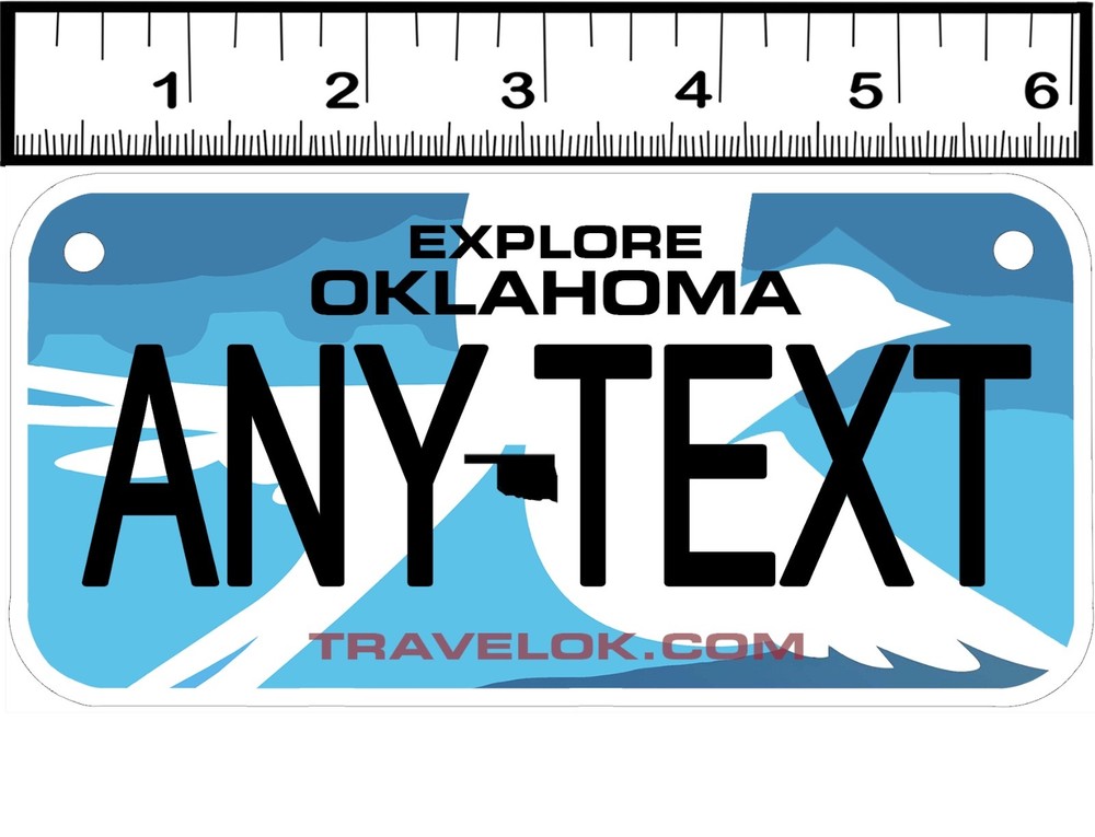CUSTOM PERSONALIZED ALUMINUM 2 HOLE BICYCLE STATE LICENSE PLATE-OKLAHOMA EXPLORE