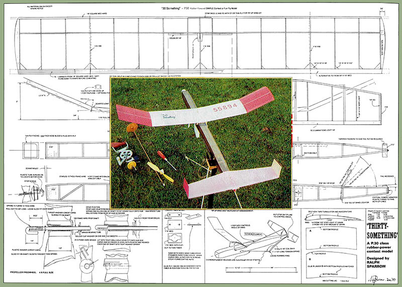 Model Airplane Plans (FF): Thirty Something P.30 Rubber-Powered Contest Model