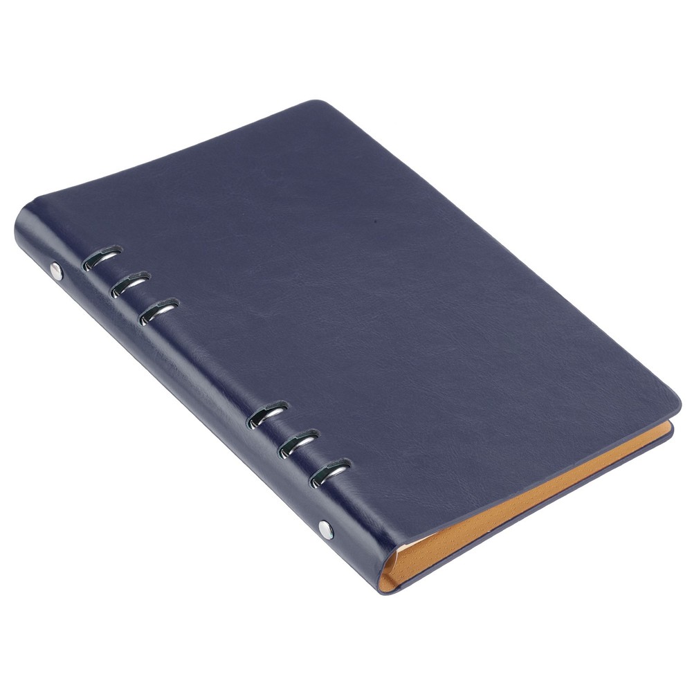 6 Ring Binder Cover A5 Leather Notebook Binder with 80 Sheets Paper, Blue