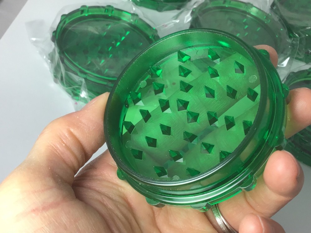 Plastic Clear Green Colored Herb Grinder 5pcs