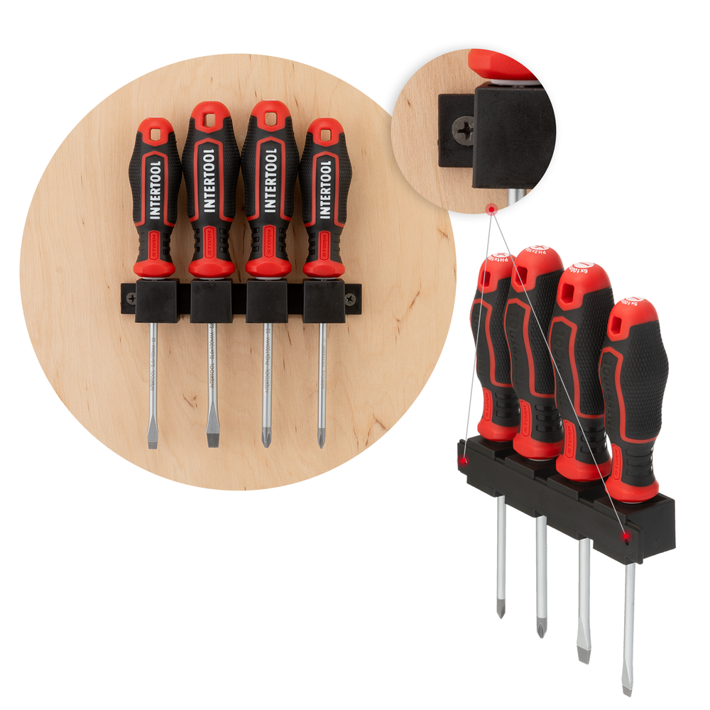 INTERTOOL 4-Piece Magnetic Tip Screwdriver Set with Phillips & Slotted VT08-3434