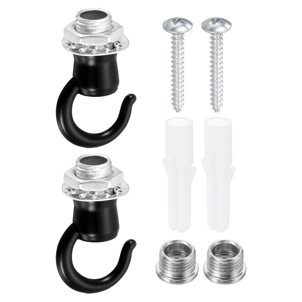37mmx23mm Ceiling Hook, 2 Pack Screw Hooks Light Fixtures Accessory Black