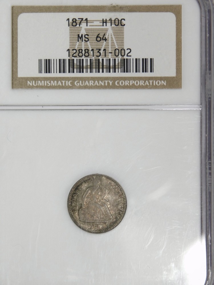 🗽🇺🇸🗽❤️🥰NGC MS64 1871 SEATED LIBERTY HALF DIME