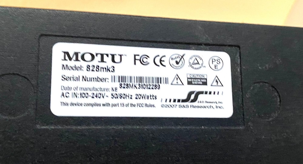 Motu 828mk3 Digital Audio Interface DEAD