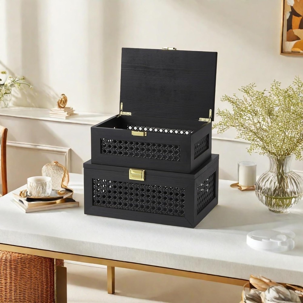 Rustic Pine Wood Keepsake Box Organizer