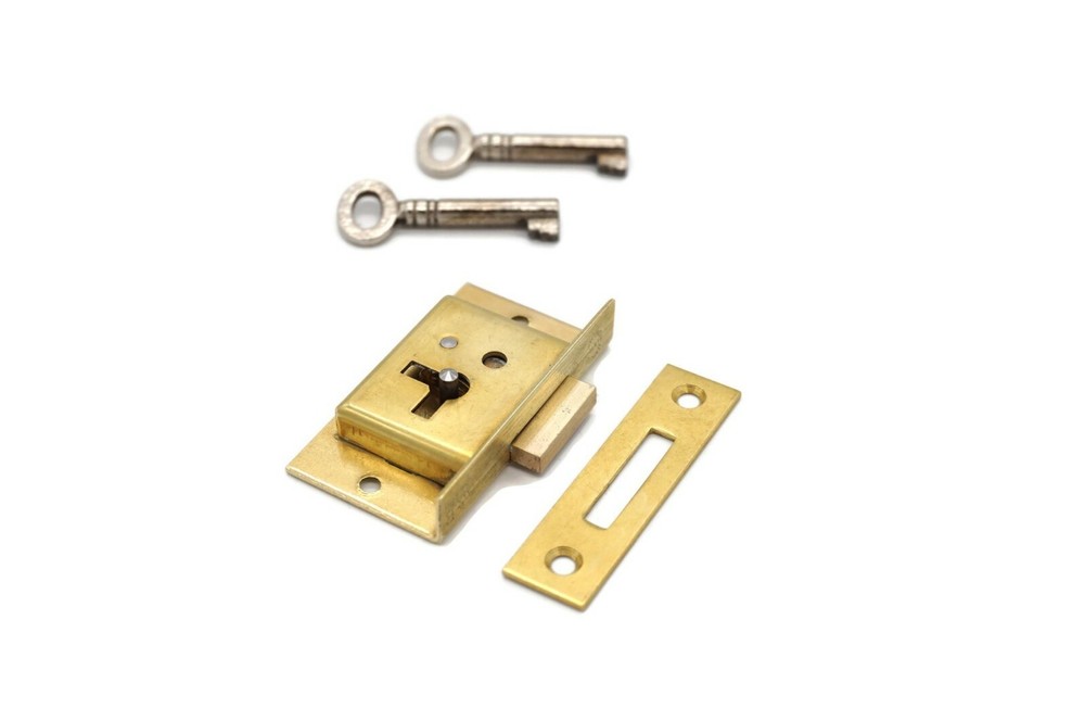 Half Mortise Lock Chest Trunk Small Box Lock Solid Brass Cabinet Lock 2 Keys