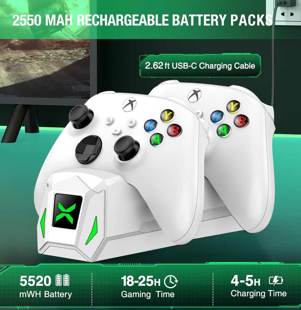 Dual Charging Dock for Xbox One Controller Battery Pack with 4 Battery Covers