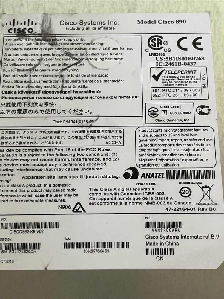 Cisco 892-k9 Gigabit Wireless Router