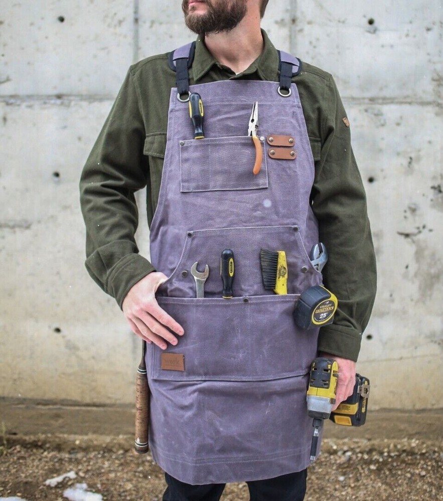 WHITEDUCK Heavy Duty Waxed Thick Canvas Apron 24oz Multi-Functional Work Apron