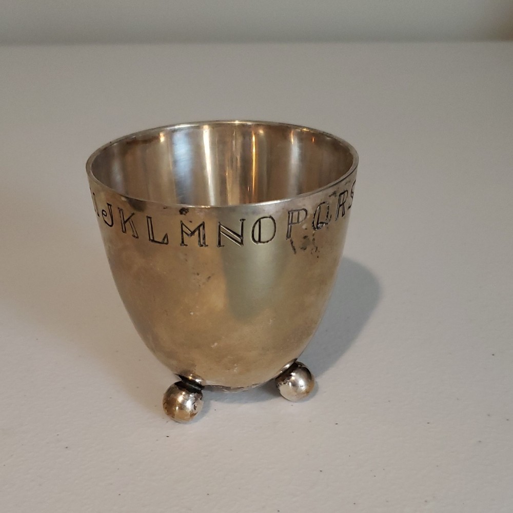 Silverplate Alphabet Egg Cup with Ball Feet