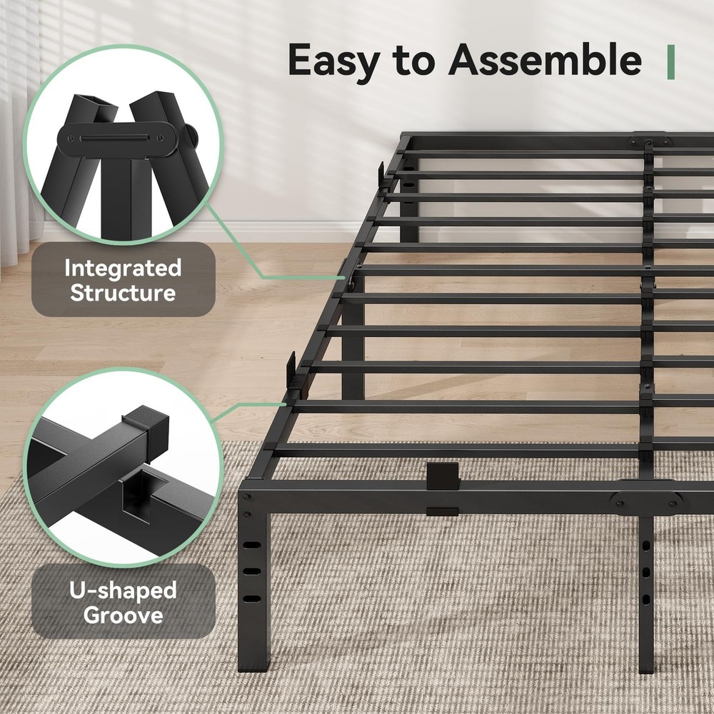 BedsPick 14 Inch Queen Bed Frame, Metal Platform Bed Frame Queen Size with 6 ...