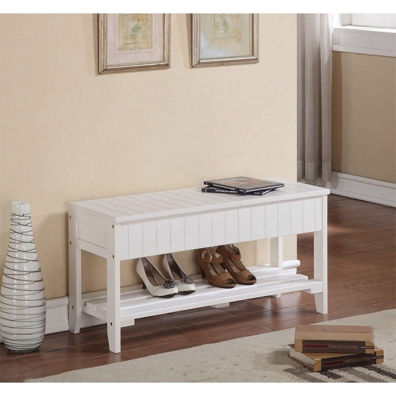 Solid Wood Shoe Bench Storage Easy Assembly Strong Construction Indoor Use