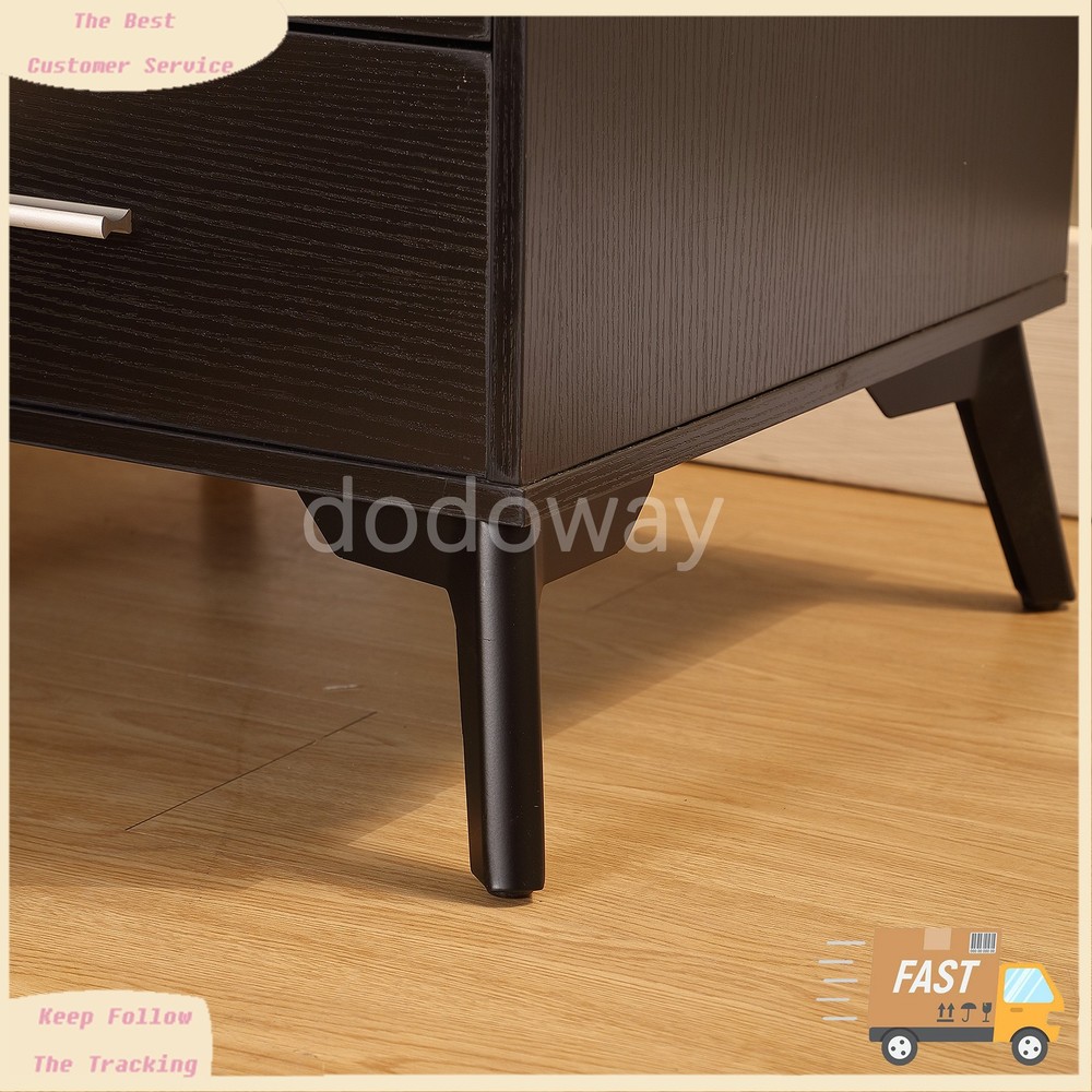 2 Set Black Bedside Table Nightstand End Side Table With USB Charging Station