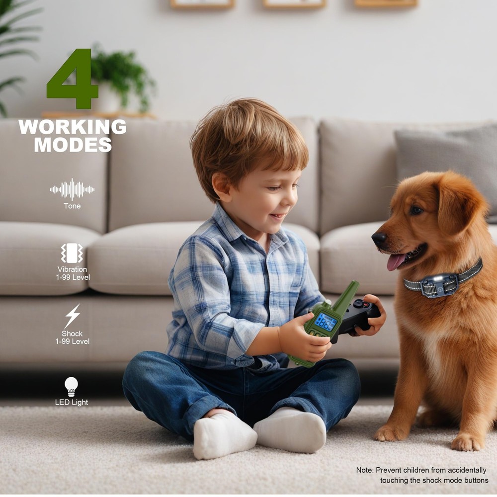 Dog Training Collar with Remote, 2600FT Range, 4 Training Modes Beep, Shake, ...