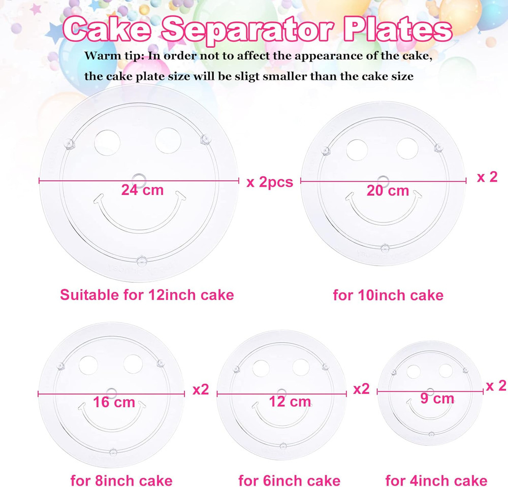 80Pcs Cake Tier Stacking Kit 10Pcs Clear Cake Separator Plates