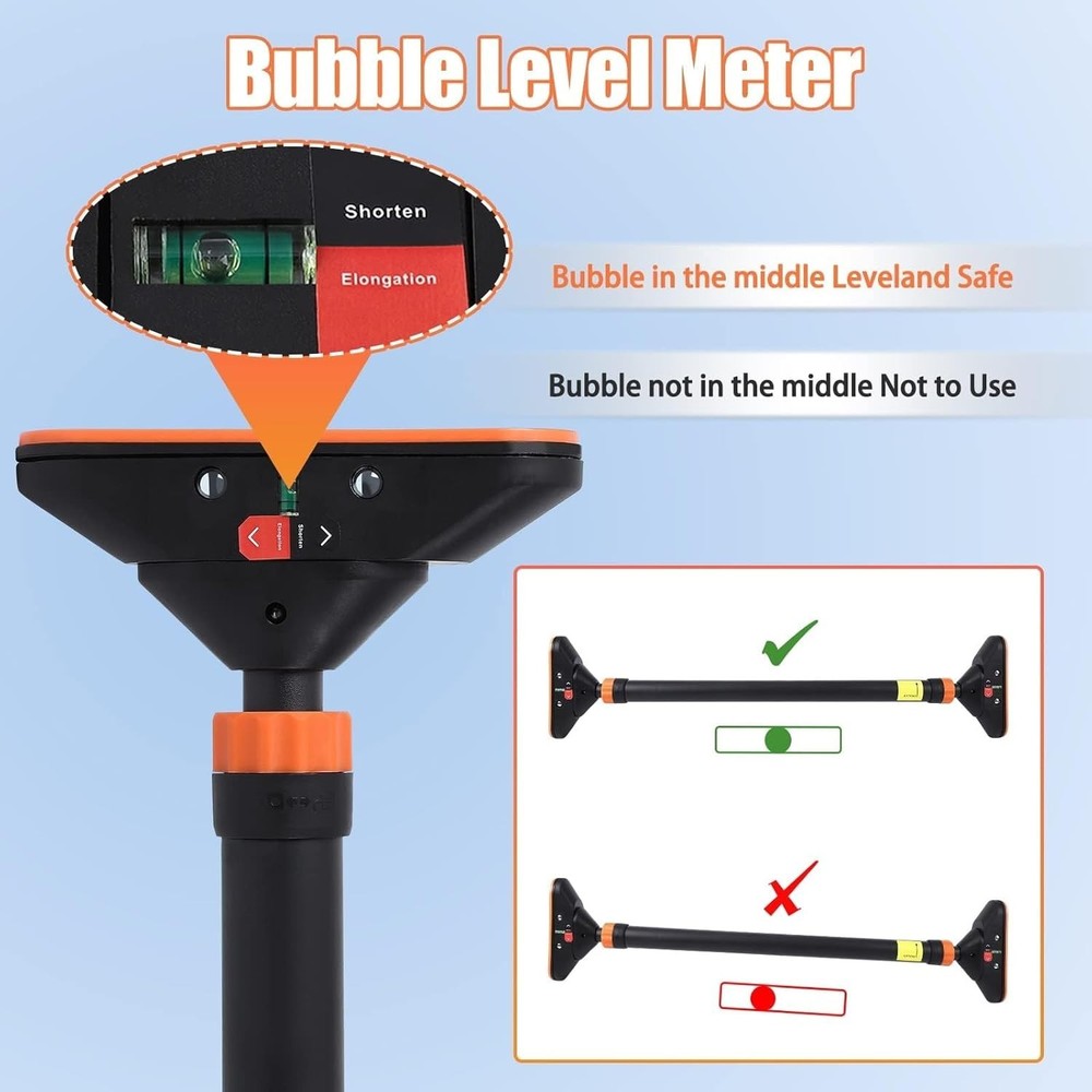 Pull Up Bar for Doorways with Level Meter and Adjustable Width Strength Training