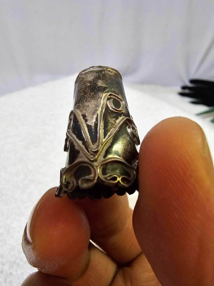 Vtg Sterling Long Thimble Art Deco - Tested
