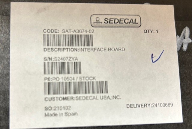 Sedecal A3674-02 Interface Board