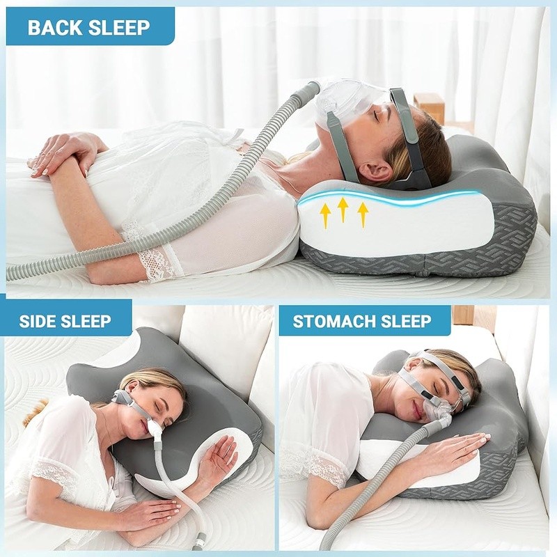 CPAP Neck Pillow Ergonomic Memory Foam Adjustable Height Side Sleepers Support