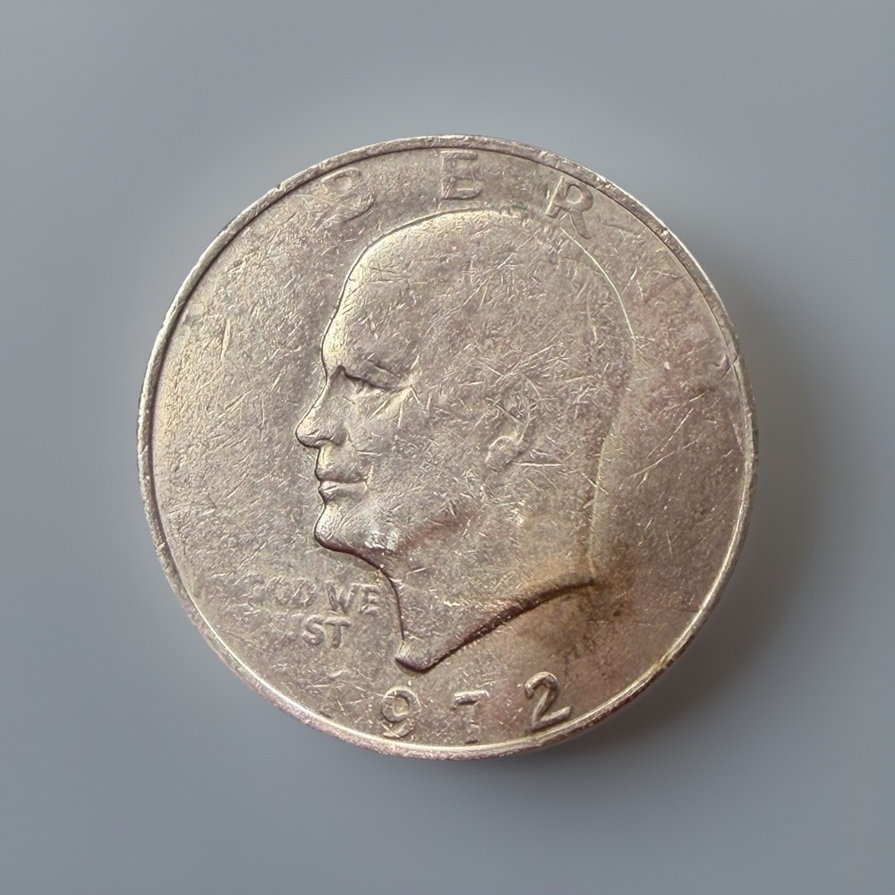 1972-P Eisenhower Ike Dollar - Struck Thru Grease Error