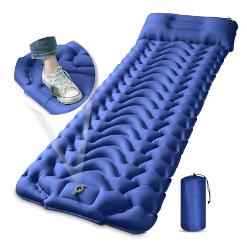 Sleeping Pad, Extra Thickness Inflatable Camping Sleeping Mat with Navy Blue