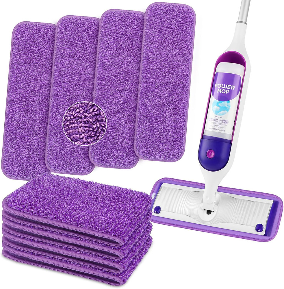 Reusable Microfiber Mop Pads for Swiffer Powermop 8 Pack, Power Mop Pads Refills