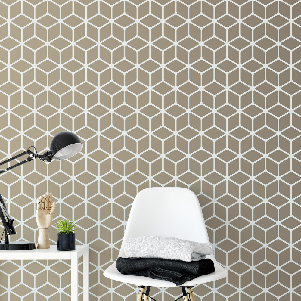Hexagon Illusion Pattern Wall Stencil - Large, Reusable Wall Pattern Stencil