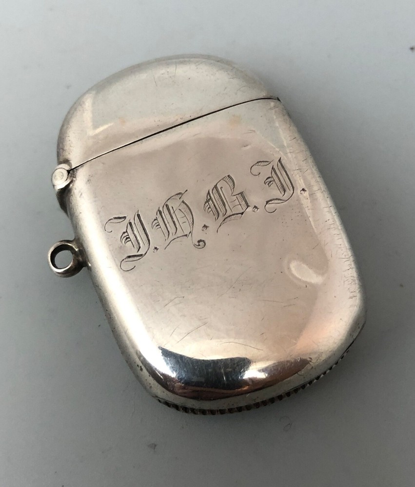 Victorian Solid SIlver Vesta Case RBS Birmingham 1895 BEZX