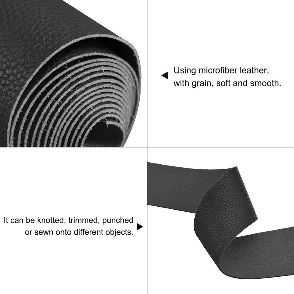 Leather Straps for Crafts, 1-1/2" Wide Full Grain Leather Strips(Black)