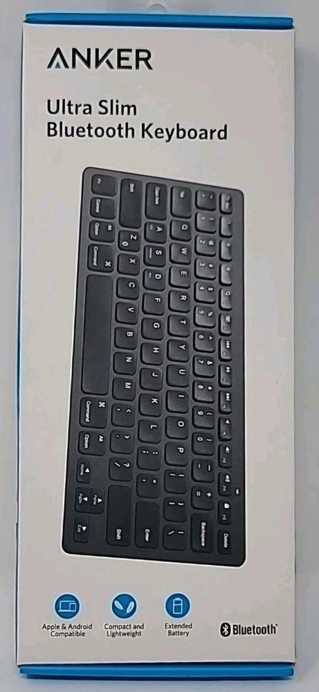 Anker Ultra Slim Bluetooth Keyboard A7726 Black IOS Android Mac Windows Wireless