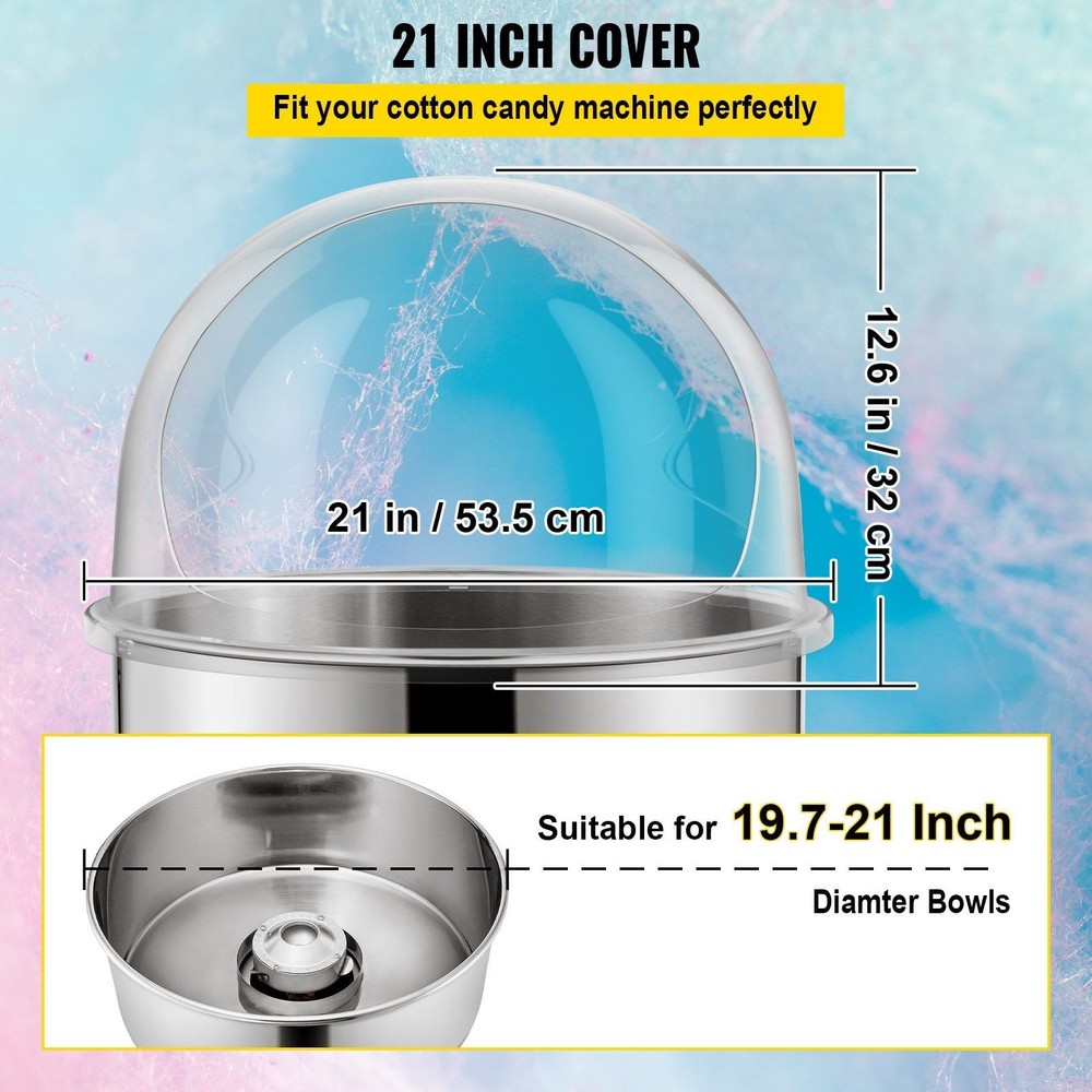 Durable 20.5in Transparent Bubble Shield for Sugar Cone Machine