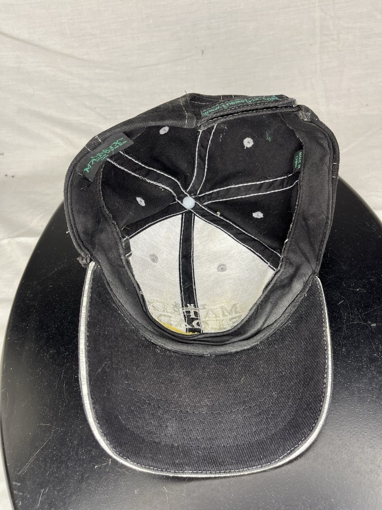 The MATRIX Reloaded Black Baseball Cap w White Stitch + Adjustable Strap Used