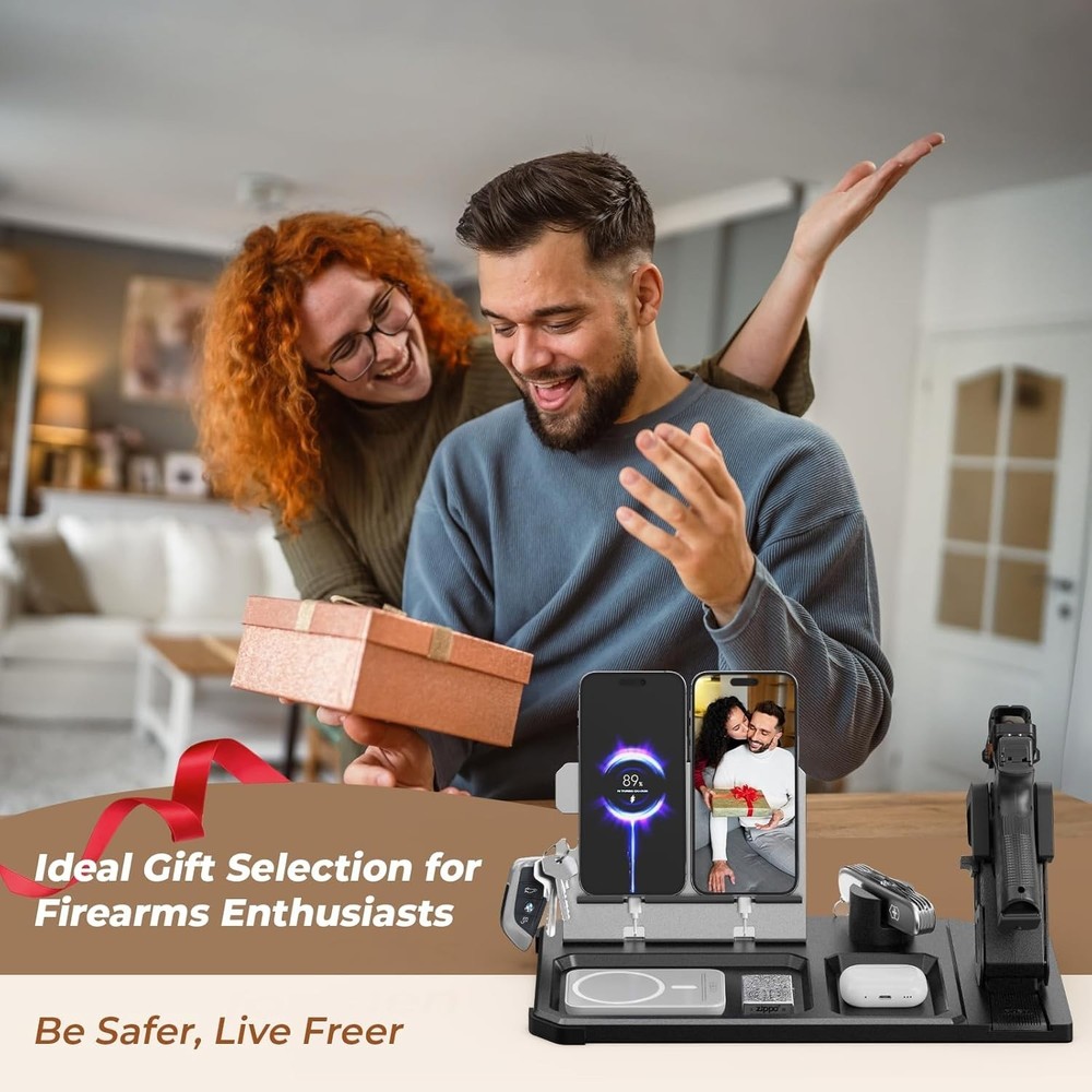 Quick Access Gun Rack Trigger Lock Desk Nightstand Organizer