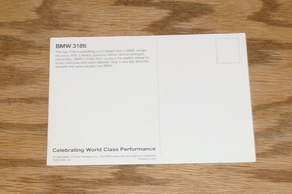 Original 1996 BMW 318ti Postcard 96
